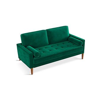 Green Tufted Velvet Loveseat