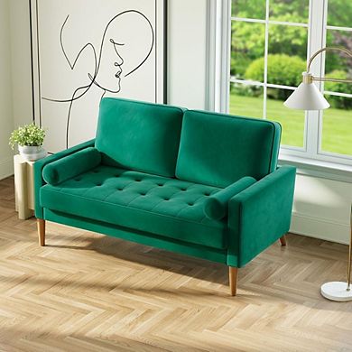 Green Tufted Velvet Loveseat