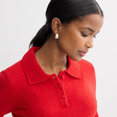 Women's Nine West Long Sleeve Collared Sweater