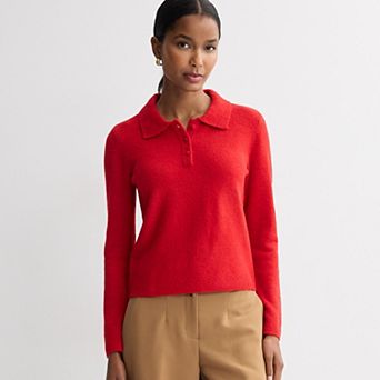 Women's Nine West Long Sleeve Collared Sweater