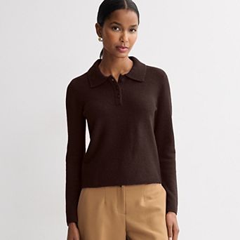 Women's Nine West Long Sleeve Collared Sweater