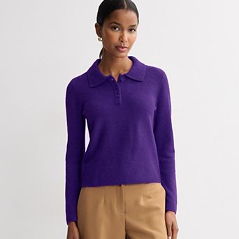 Women's Nine West Long Sleeve Collared Sweater