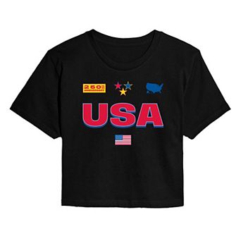 Juniors' USA 250th Anniversary Cropped Tee