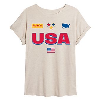 Juniors' USA 250th Anniversary Oversized Tee