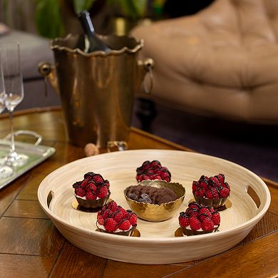 Joyce Chen Lexa 16-Inch Bamboo Serving Tray with Handles