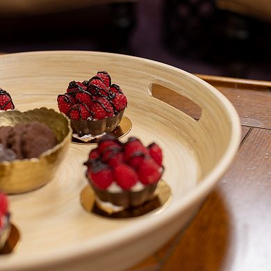 Joyce Chen Lexa 16-Inch Bamboo Serving Tray with Handles