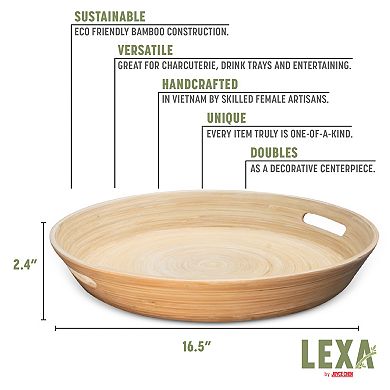 Joyce Chen Lexa 16-Inch Bamboo Serving Tray with Handles