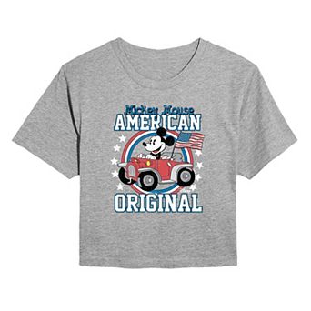 Juniors' Disney's Mickey Mouse American Original Cropped Tee