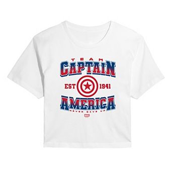 Juniors' Marvel Team Captain America Cropped Tee