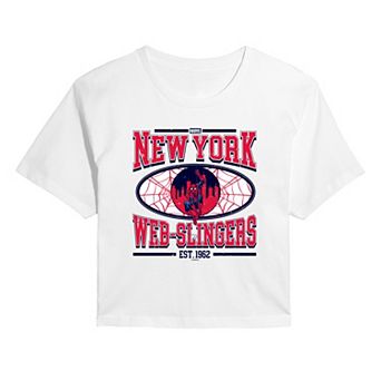 Juniors' Marvel Spider-Man Cropped Tee