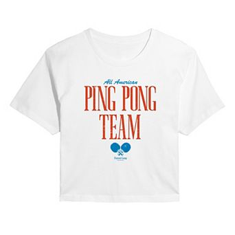 Juniors' Forrest Gump All American Ping Pong Team Cropped Tee