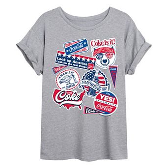 Juniors' Coca-Cola Americana Collage Oversized Tee