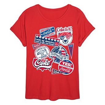 Juniors' Coca-Cola Americana Collage Oversized Tee