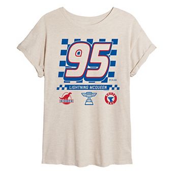 Juniors' Disney / Pixar's Lightning McQueen 95 Americana Oversized Tee