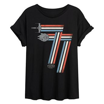 Juniors' Star Wars 77 Retro Americana Oversized Tee