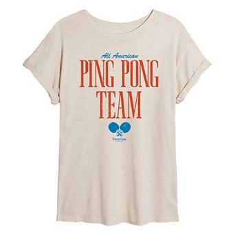Juniors' Forrest Gump All American Ping Pong Team Oversized Tee