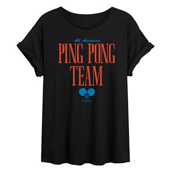 Juniors' Forrest Gump All American Ping Pong Team Oversized Tee