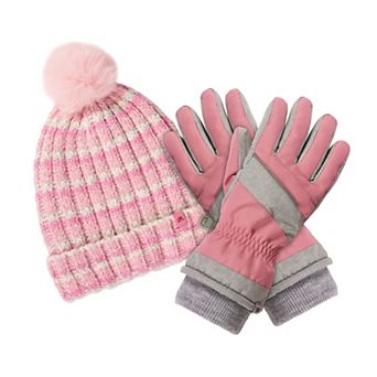 Girls 4-16 ZeroXposur Winter Ski Gloves & Ribbed Beanie Set