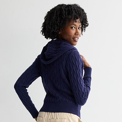 Juniors Womens SO® Cable Zip Hoodie