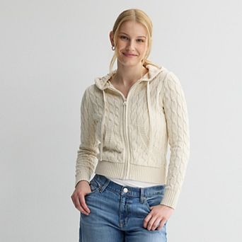Juniors' Womens SO® Cable Zip Hoodie