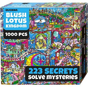 QUOKKA 1000 pc Puzzle for Adults with 223 Hidden Secrets & Audio Story Blush Lotus Kingdom