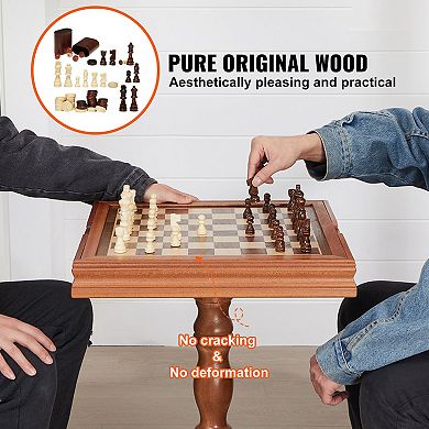 3-in-1 Chess Checkers Backgammon Table Set 18" Wooden Game Table