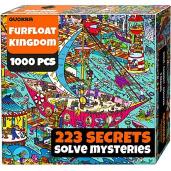 QUOKKA 1000 pc Puzzle for Adults 223 Hidden Secrets, Audio Story Build the Furfloat Kingdom