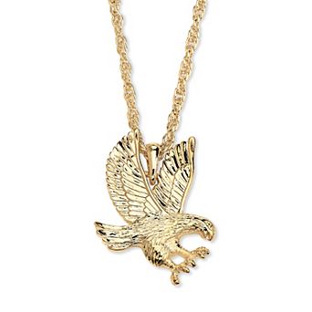 PalmBeach Jewelry Men's Eagle Pendant and Chain in Yellow Goldtone 24"