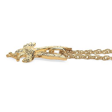 PalmBeach Jewelry Men's Eagle Pendant and Chain in Yellow Goldtone 24"