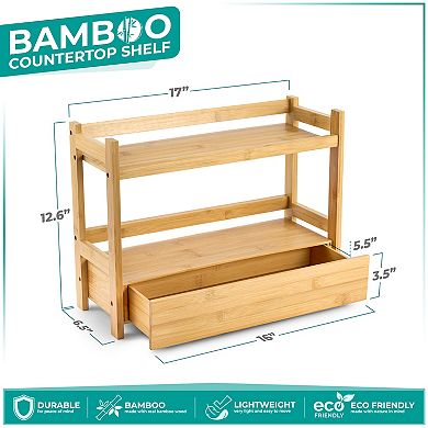 Sorbus 2-Tier Counter Organizer with Drawer - Matcha Station, Bathroom, Kitchen & Office