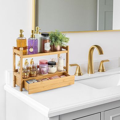 Sorbus 2-Tier Counter Organizer with Drawer - Matcha Station, Bathroom, Kitchen & Office