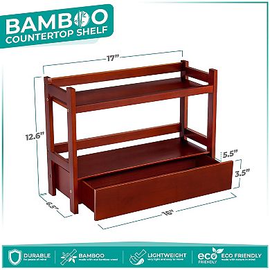 Sorbus 2-Tier Counter Organizer with Drawer - Matcha Station, Bathroom, Kitchen & Office