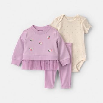Baby Girl Carter's 3 pc Floral Long Sleeve Top, Bodysuit & Legging Set