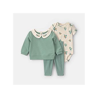 Baby Girl Carter's 3 pc Floral French Terry Top, Bodysuit & Pants Set