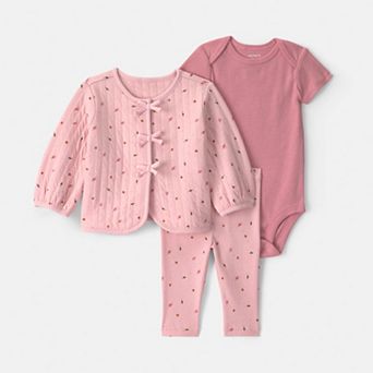 Baby Girl Carter's 3 pc Leaves Cardigan, Bodysuit & Legging Set