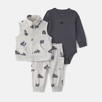 Baby Boy Carter's 3 pc Grey Fleece Layering Set