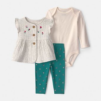 Baby Girl Carter's 3 pc Floral Long Sleeve Layering Set