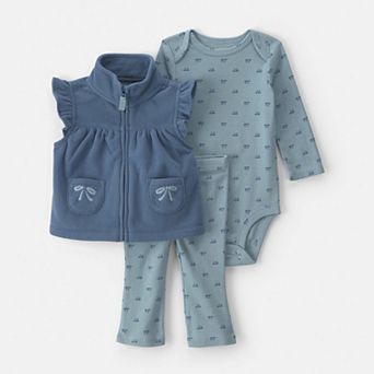 Baby Girl Carter's 3 pc Fleece Vest, Bodysuit & Legging Set