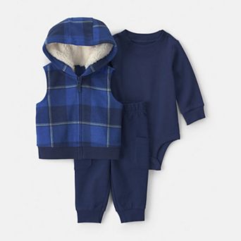 Baby Boy Carter's 3 pc Hooded Vest, Long Sleeve Bodysuit & Pants Layering Set
