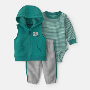 Baby Boy Carter's 3 pc Hooded Vest, Long Sleeve Bodysuit & Pants Layering Set