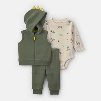 Baby Boy Carter's 3 pc Hooded Vest, Long Sleeve Bodysuit & Pants Layering Set