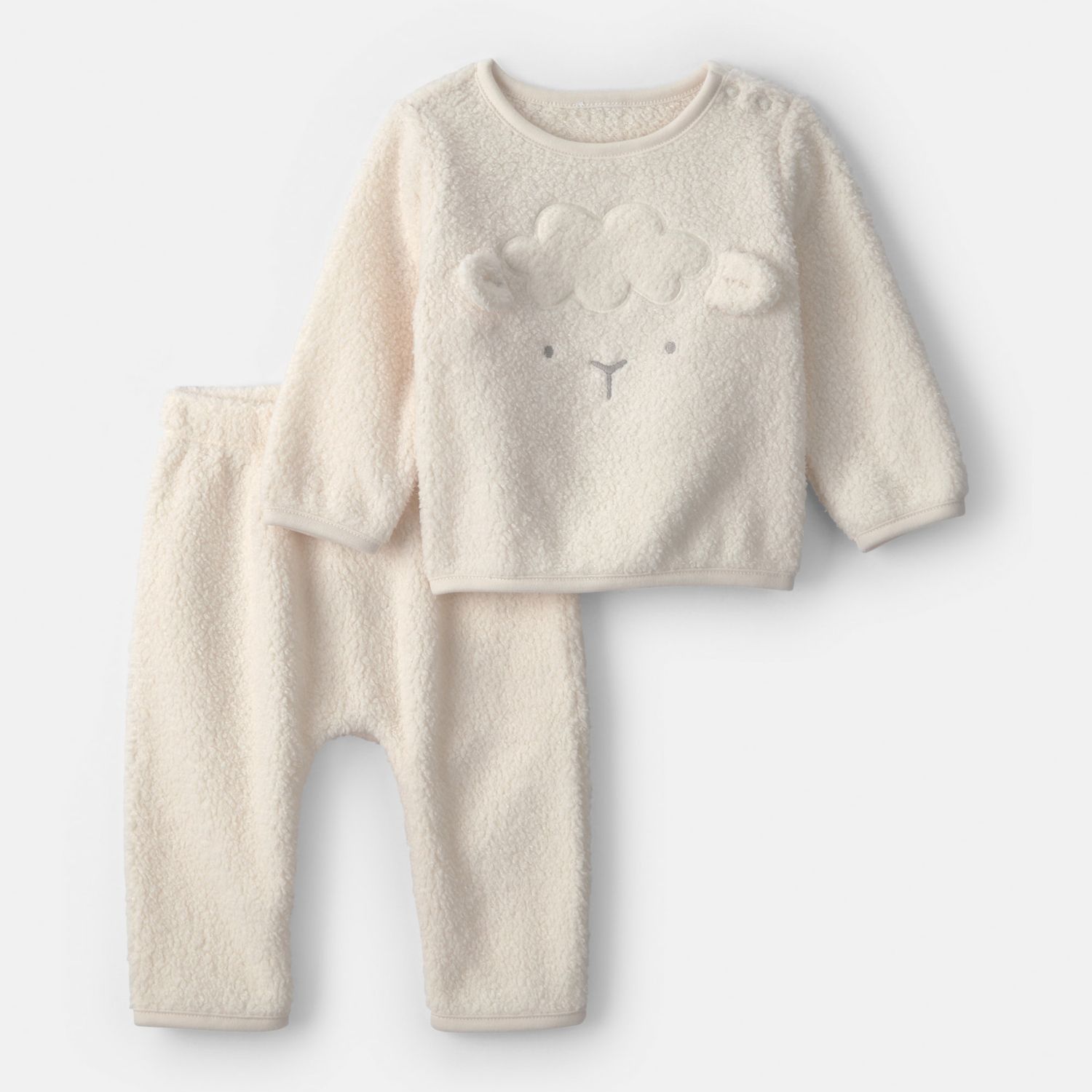 Комплекты Baby Carter's 2 pc Animal Fleece Long-Sleeve Top & Pants Set, цвет: Слоновая кость — фото 1