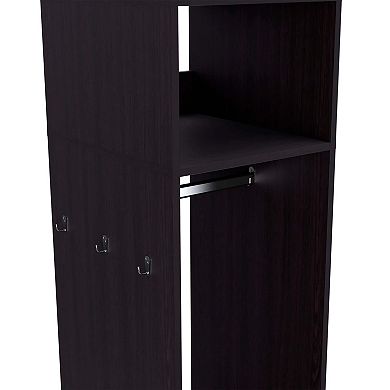Cordova Armoire with 3 Shelves, 1 Mirror, and 4 Wheels