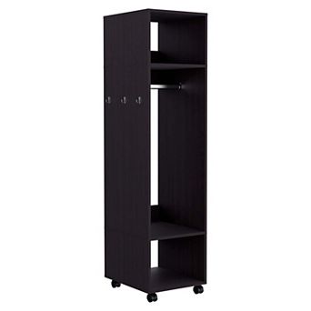 Cordova Armoire with 3 Shelves, 1 Mirror, and 4 Wheels
