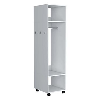 Cordova Armoire with 3 Shelves, 1 Mirror, and 4 Wheels