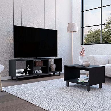 Carter 2 Piece Living Room Set, Streamlined with TV Stand and Coffee Table