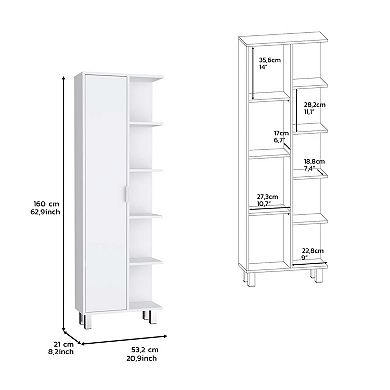Keller 63" H Linen Cabinet, with 1 door and 9 shelves