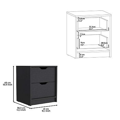 Houma Double Drawer Nightstand, Bedside Table