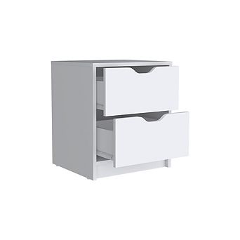 Houma Double Drawer Nightstand, Bedside Table