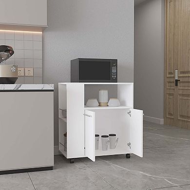 Bremerton Kitchen Cart, 2 Doors, 3 Shelves, 4 Wheels